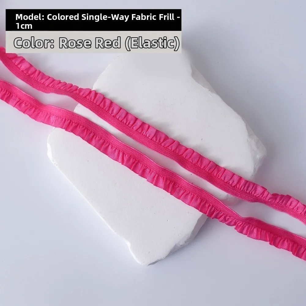 Multi-Color Ruffle Lace Trim 10 Yards Length Stretchable Fabric Elastic Frill Ribbon Frilled Edge 1cm Width