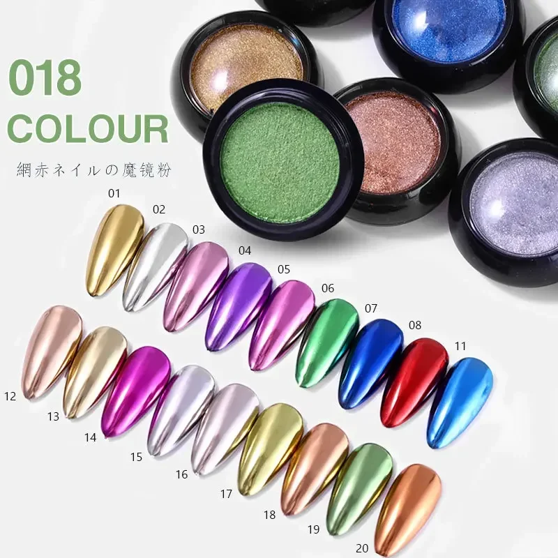 Manicure Accessories 18 colors Glitter Pigment Flakes Magic Mirror Decor Metallic Chrome Nail Powder Y2K
