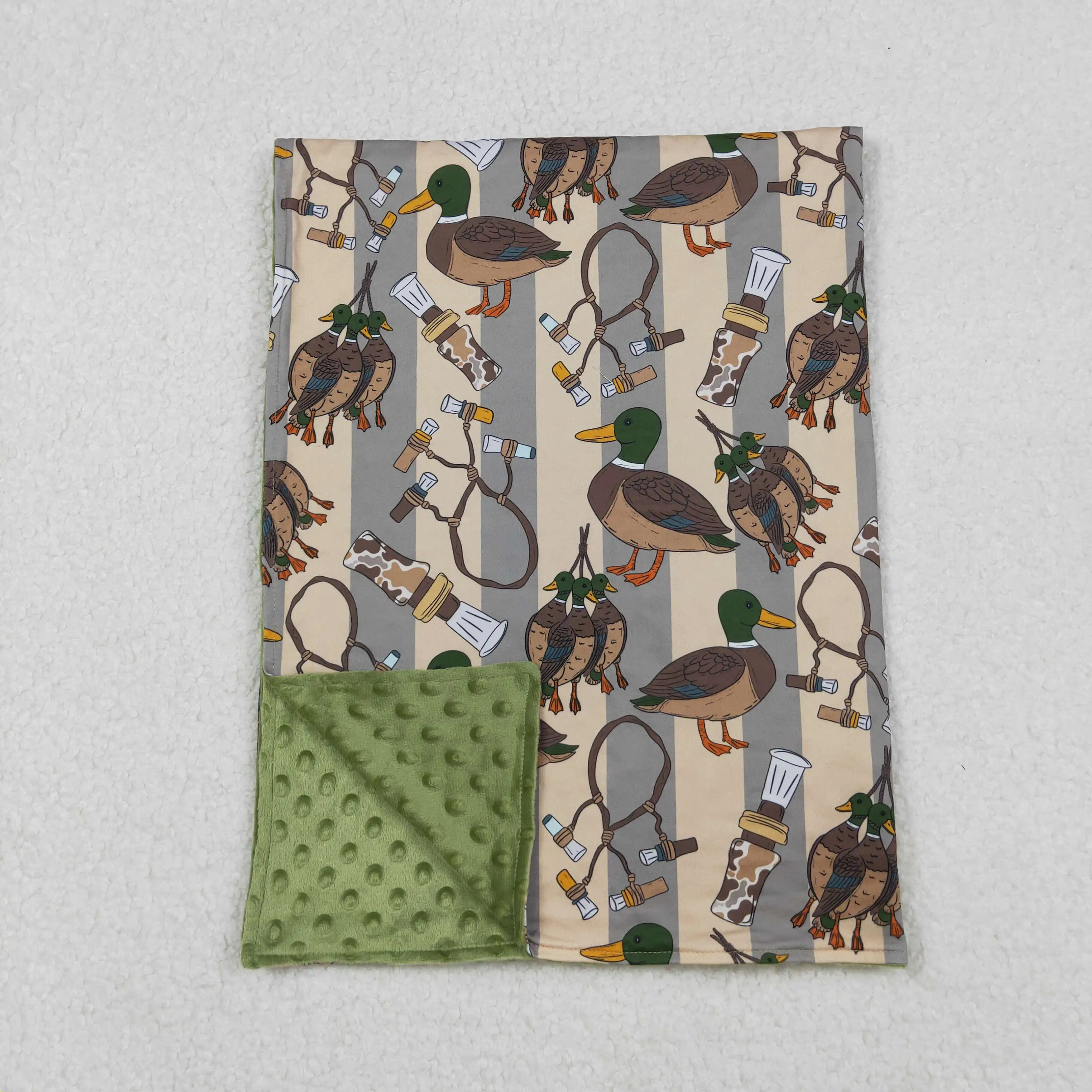 Hot Sale Baby Kids Green Ducks Calls Hunting Blankets Minky Soft Boutique Bedding Fleece Toddler Flannel Children Thin Quilt