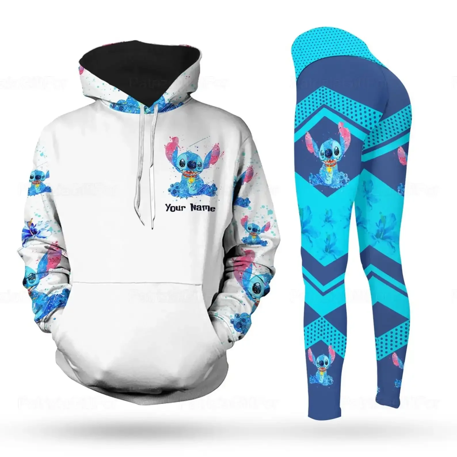 2024 Disney Stitch custom hoodie and leggings set for women's Yoga Pants Sports Pants Women's Yoga Hoodies Set  moletons