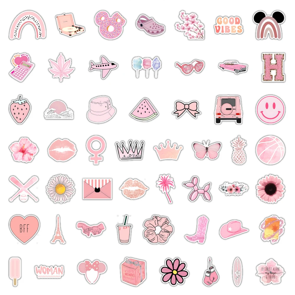 10/30/50PCS Cute Pink Style VSCO Sticker Ins Decals Decoration DIY Laptop Suitcase Skateboard Guitar Cool PVC Sticker Toy Gift