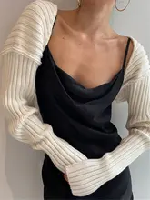 White Lantern Sleeve Cropped Sweater Women #3