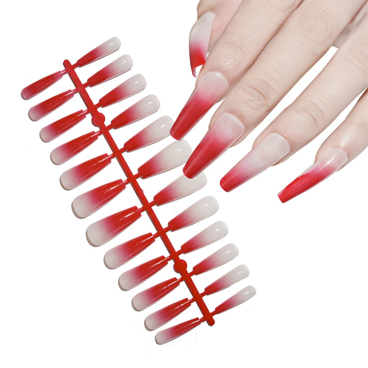 

144 Pcs Gradient Color Nail Long Fake Tip False Nails Artificial Detachable Tips Abs Miss
