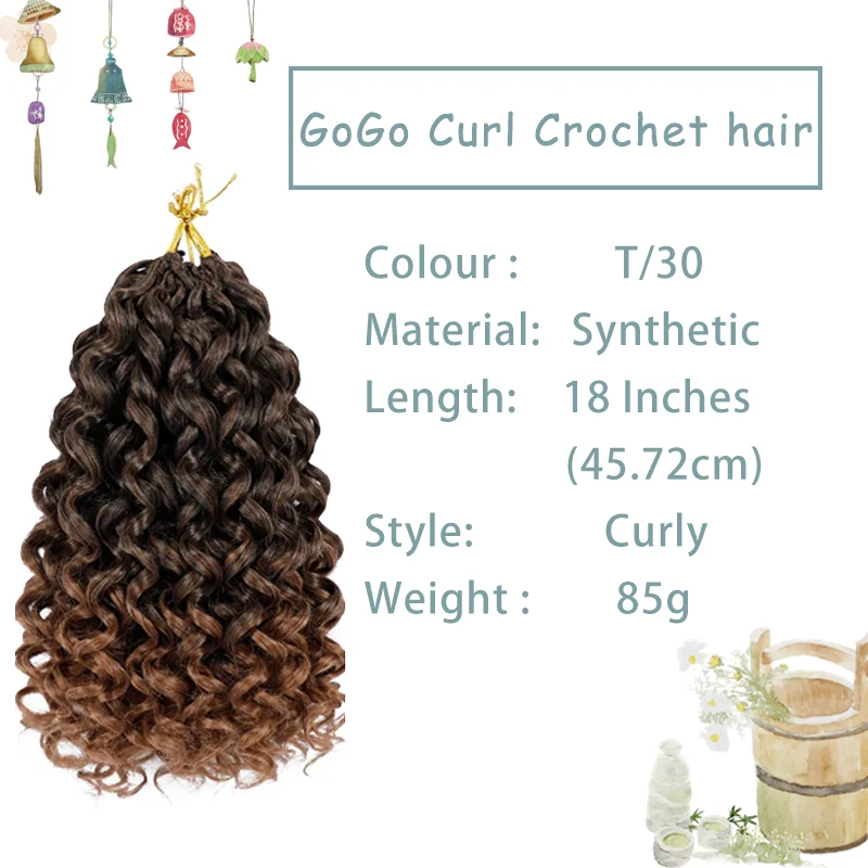 8 confezioni di capelli ricci all'uncinetto GoGo Curl Capelli all'uncinetto per le donne Treccia sintetica all'uncinetto bohémien Onda d'acqua Estensioni dei capelli all'uncinetto
