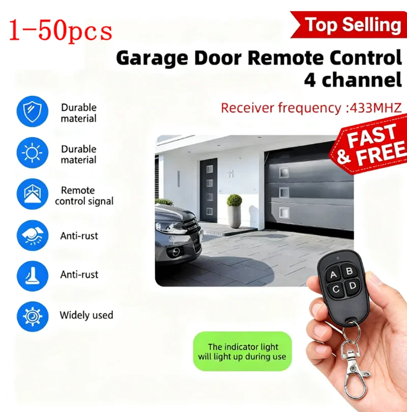 4-Channel 433.92mhz 433MHz Remote Control Car Key/Garage Door Remote Control Copier Universal Metal Button Transmitter