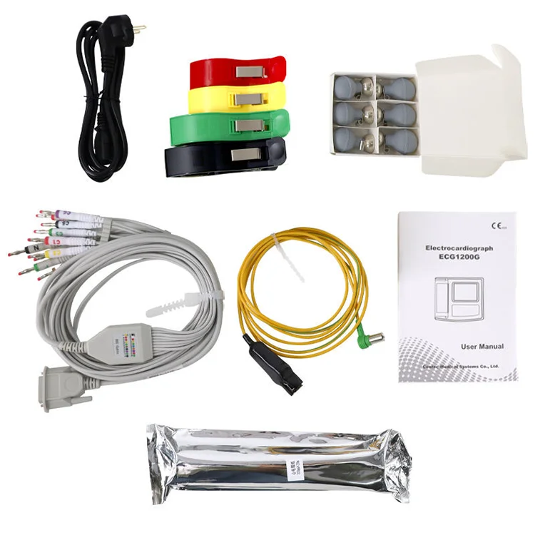 Portable 12-Lead Device 1200G with 24Bit Precision Long Battery Life Neonate Measurement Class I for Home Hospital Use