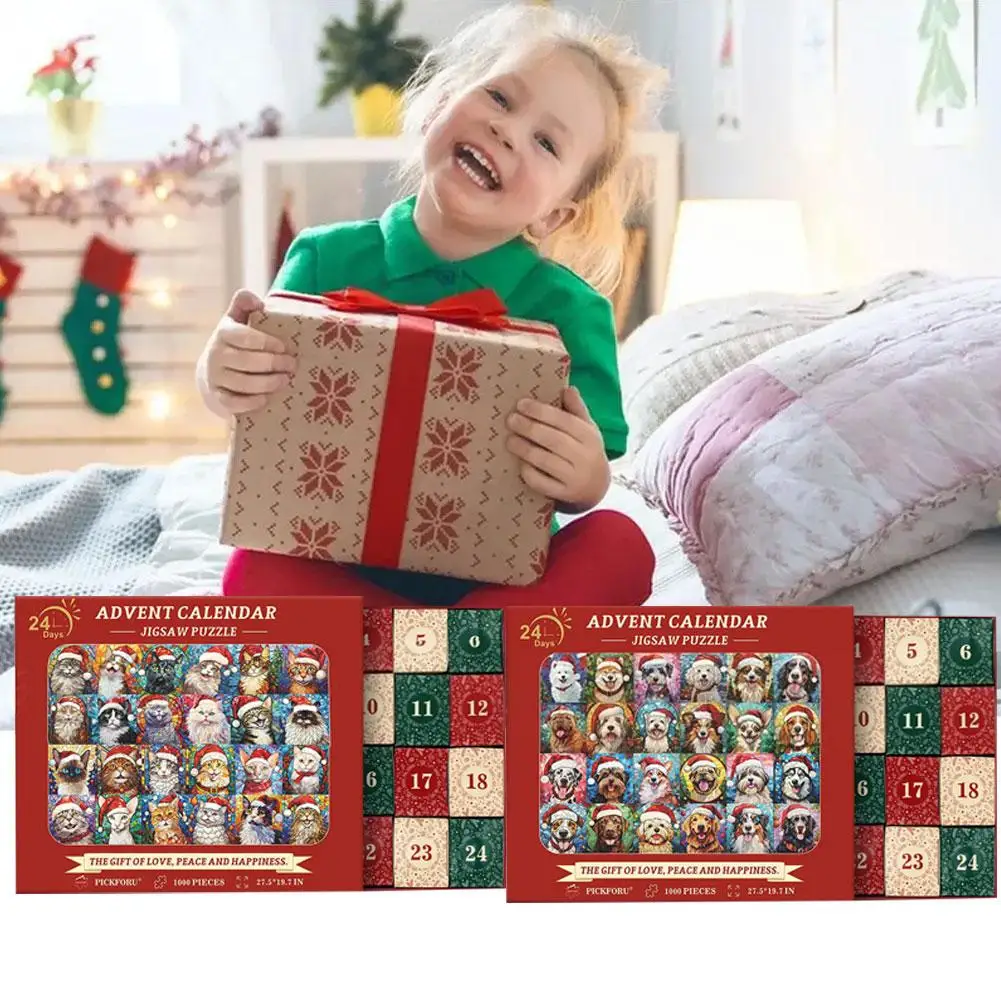 Jigsaw Puzzle Advent Calendar Home Decoration 24 Days Calendars Christmas 2024 Puzzles Puppy Advent Calendar Christmas Coun K0T5