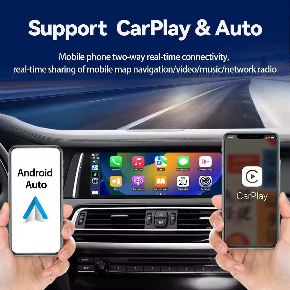 Radio Mobil Android 14 10,25 inci untuk BMW Seri 7 F01 F02, Wireless Carplay, Android Auto, GPS Navi, Pemutar DVD, DSP, BT, Grosir, WIFI
