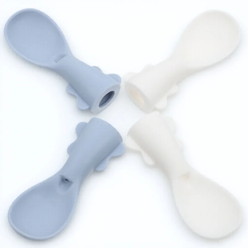 

4pcs Silicone Baby Spoon Set For Squeeze Pouches Multi-Use Infant Feeding Spoons Detachable Easy Clean Fresh Food Storage Cute