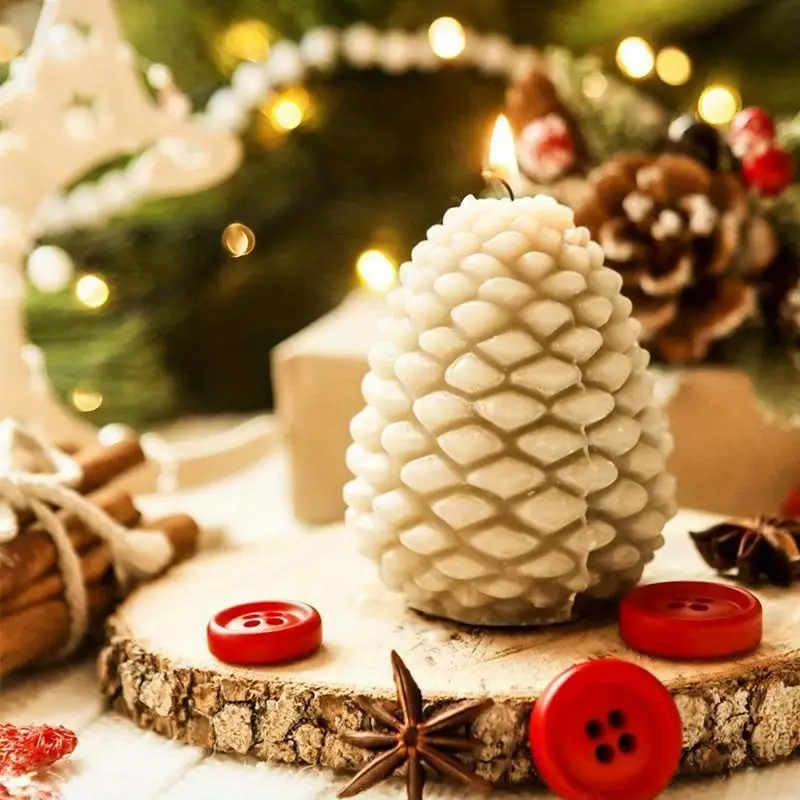 1PC 3D Weihnachten Tannenzapfen Silikon Form-Tannenzapfen Form DIY Handgemachte Form Aromatherapie Kerze Weihnachten Atmosphäre Dekoration