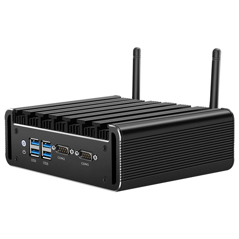 Helorpc Industrial Mini PC with i3-5005U Support WiFi Fanless Computer with 2xLAN 2xRS232 4xUSB3.0 1xHDMI Windows10Pro Ready