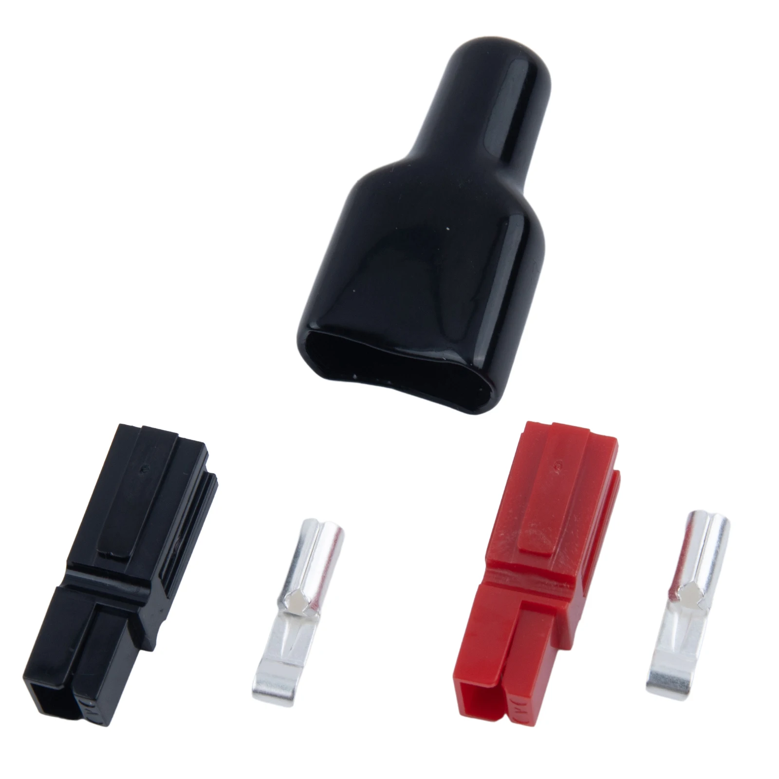 5 Pairs of High Quality 30AMP For Anderson Style Connector with Finger Grip Rubber Black Covers and Strain Relief