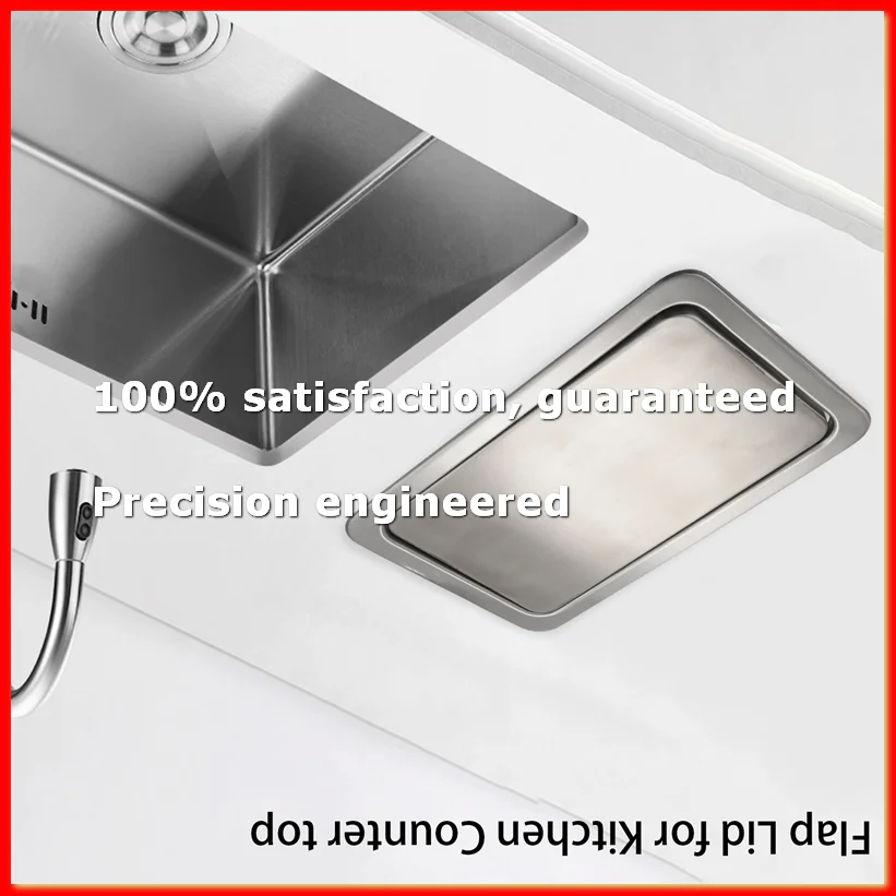 

Stainless Steel Garbage Flap Lid Trash Bin Cover Flush Built-in Balance Swing Flap Garbage Lid for Kitchen Counter Top B-A22U