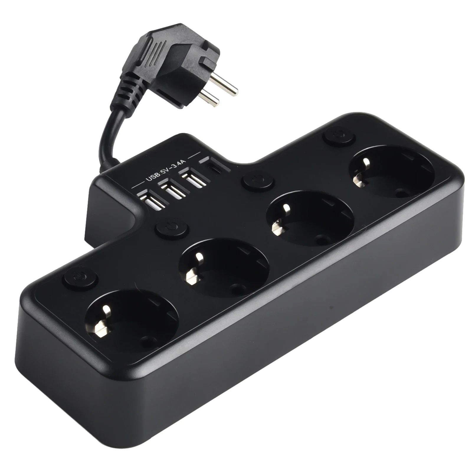 Keep your Workspace Neat with this 4 Way Power Strip featuring Individual Switchable EU Sockets and Multiple USB Ports