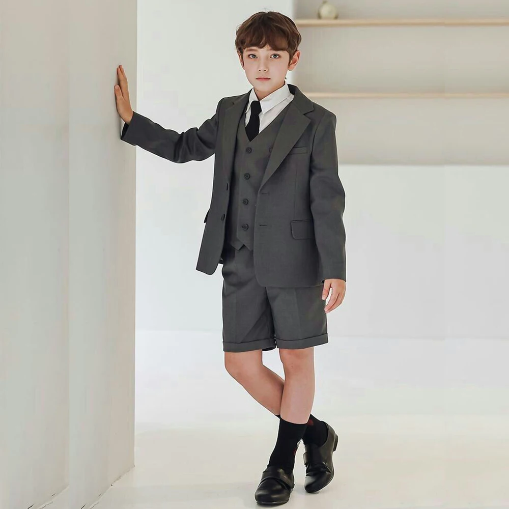

Fashion Single Breasted Notch Lapel Boys Suit 3 Pcs (Blazer+Vest+Pant) Formal Boys Sets Formal Occasions Birthday Party Sets