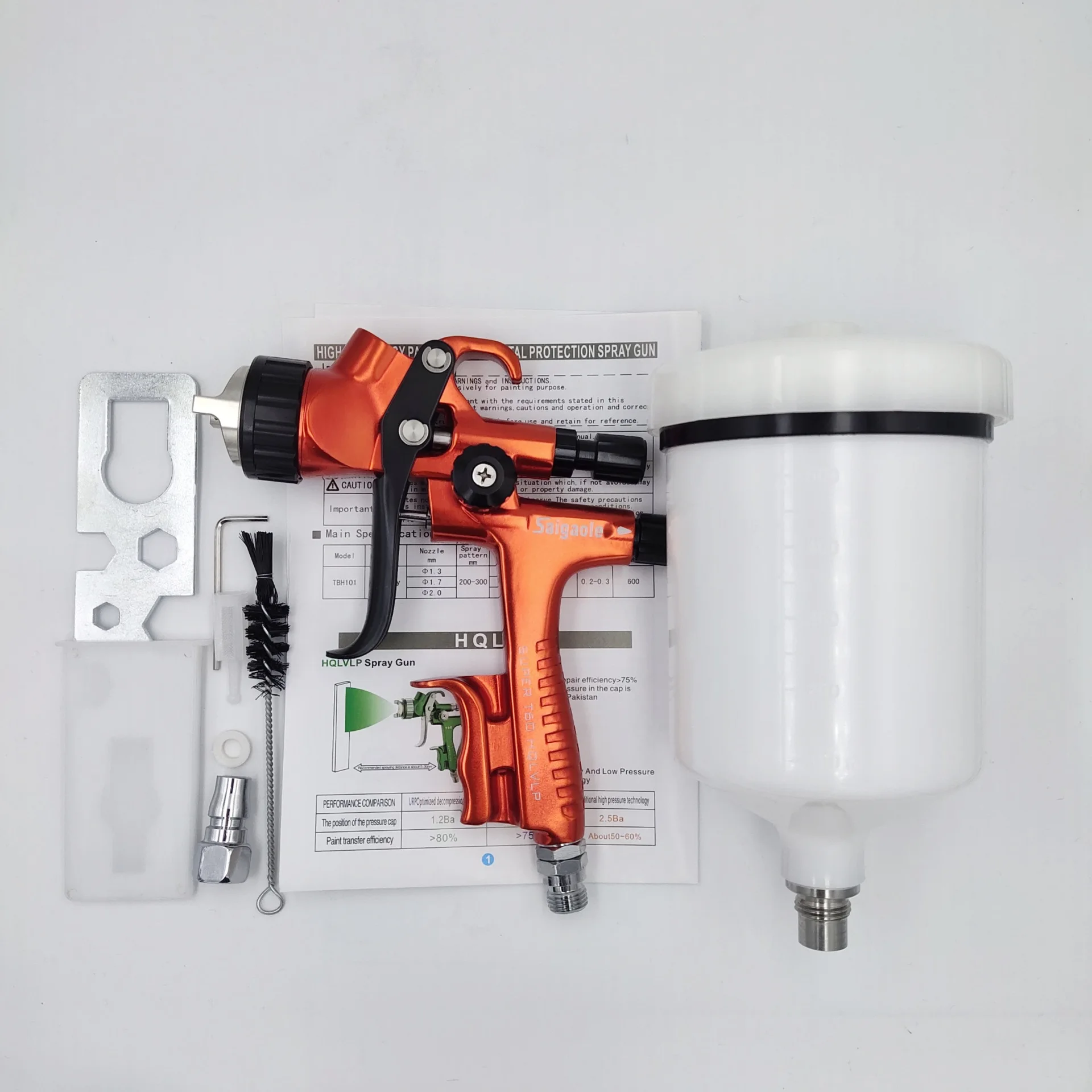 Car Painting  Paint Spray gun Saigaole High-end Upper kettle T60 Varnish Sheet metal High atomization Spray gun Pneumatic tool