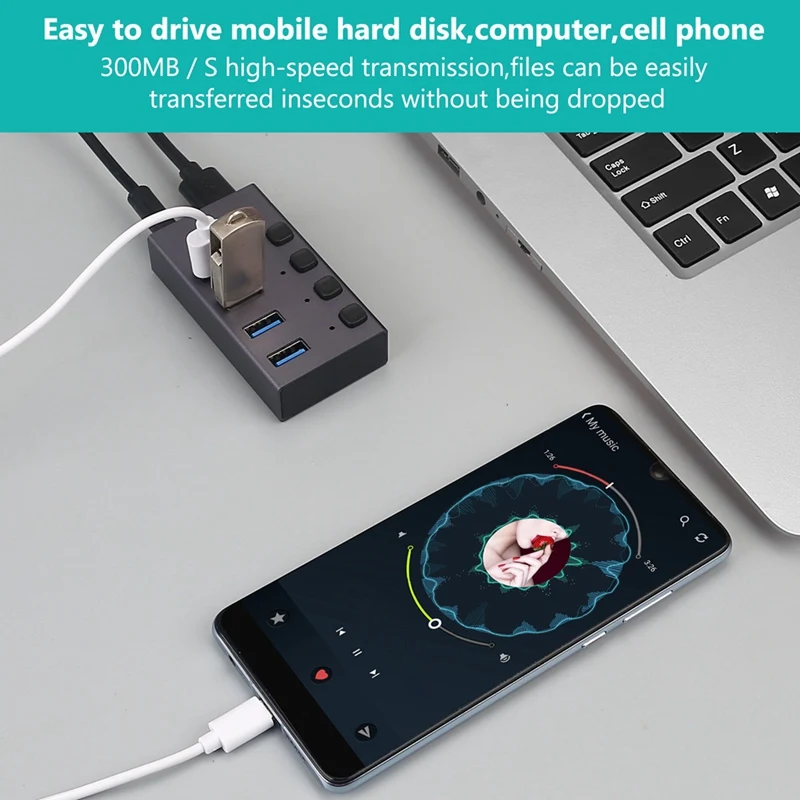 USB3.0 Splitter 4Port Charging Multi-Interface HUB With Switch Durable Easy Install Easy To Use
