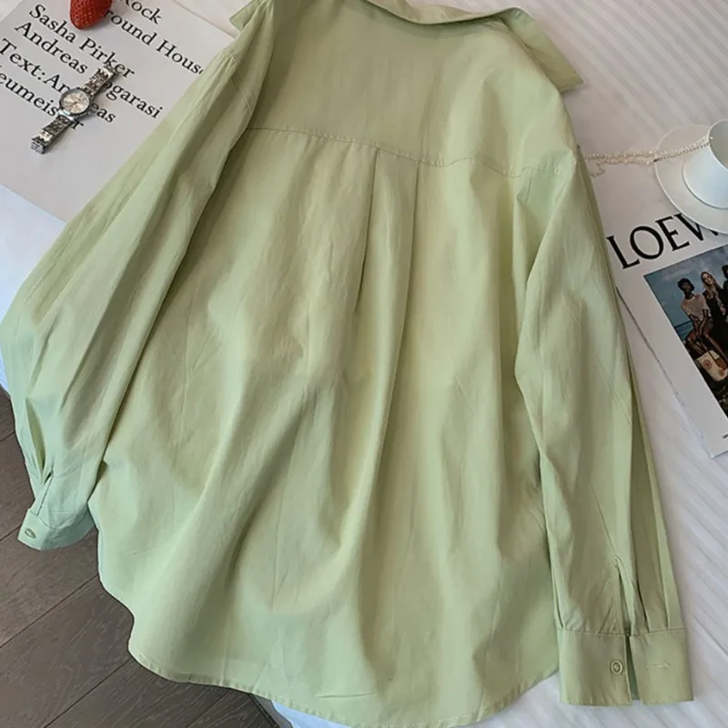 Camisas de mujer para uso diario, sencillas, juveniles, a la moda, con bolsillos, para uso diario, de un solo pecho, holgadas, informales, con cuello vuelto, combina con todo, acogedor y elegante, nuevo