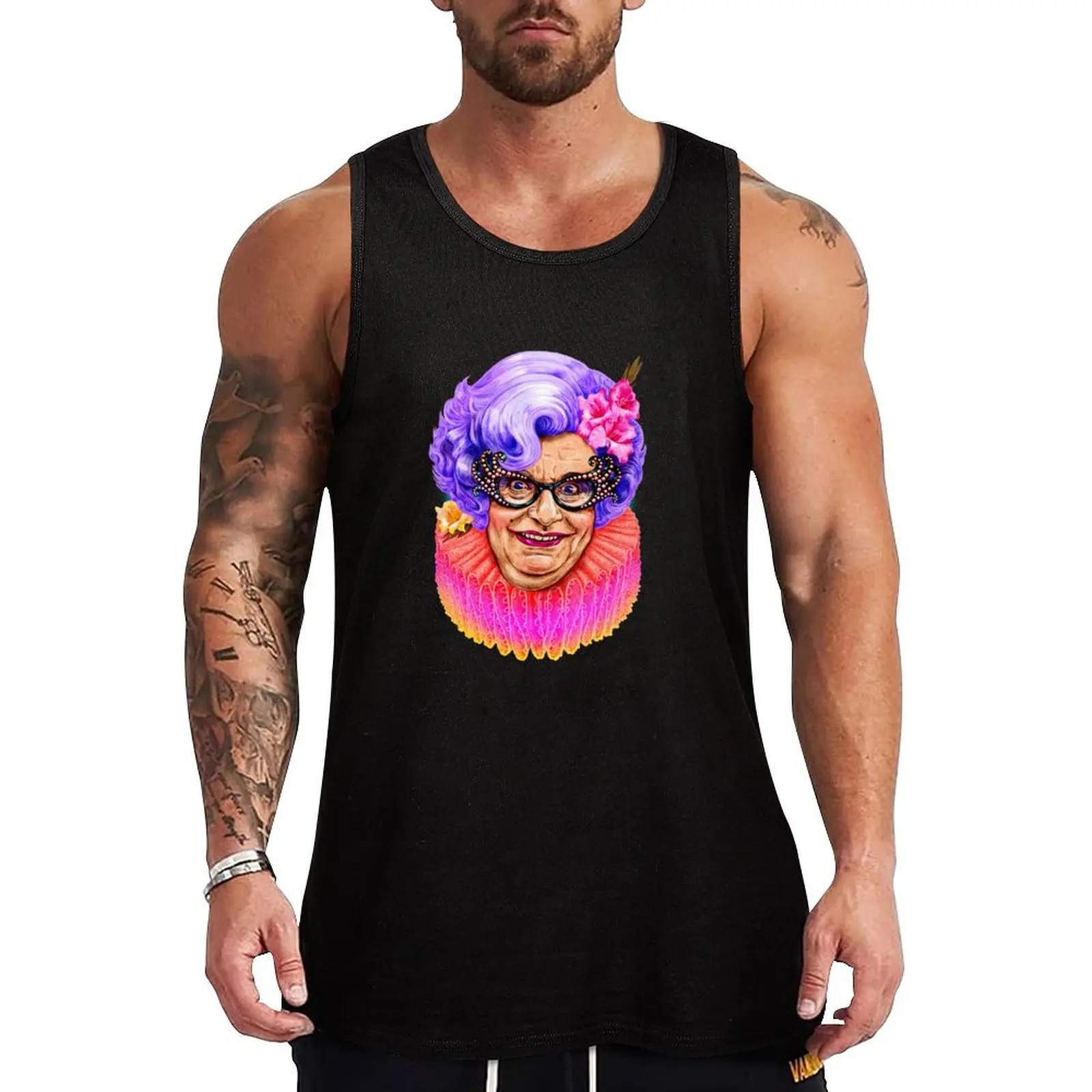 Dame Edna Everage by Jock Mooney Tank Top Gym T-shirts for men muscular man Top clothes for men