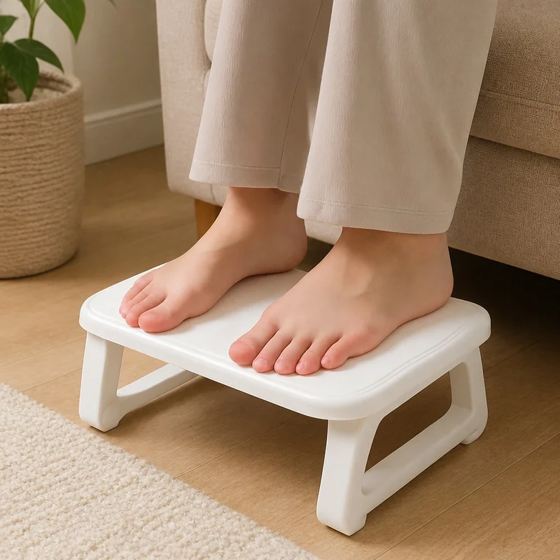Adjustable Under-Desk Foot Support with Built-In Massage Rollers for Enhanced Home and Office Ergonomics