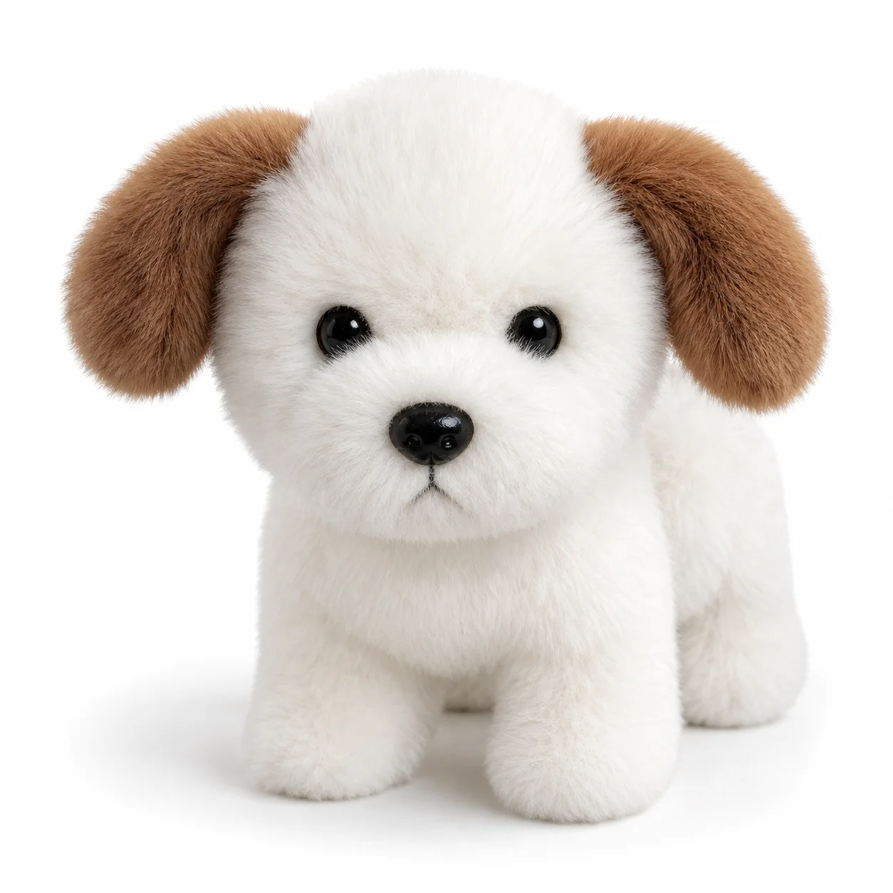 Cute Grumpy Puppy Plush Toy Fluffy White Brown Stuffed Animal Birthday Gift For Girls Best Friends Girlish Heart Holiday Present