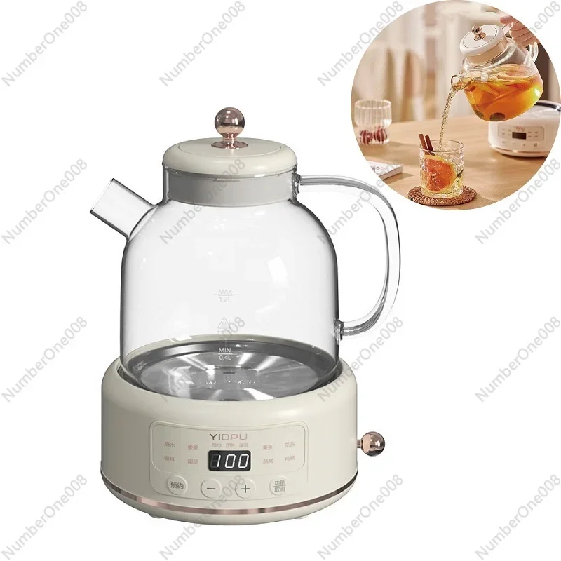 1.2L Health Kettle 6 Gear Temperature Adjust Glass Tea Maker Multi-Function Mini Office Flower Teapot Portable Electric Kettle