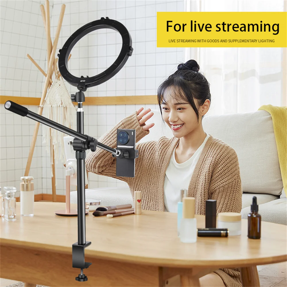 New Stable Magic Arm Overhead Desk Mount with Phone Holder 360 Ballhead Clamp Mount for Webcam Video Recording Live Streaming