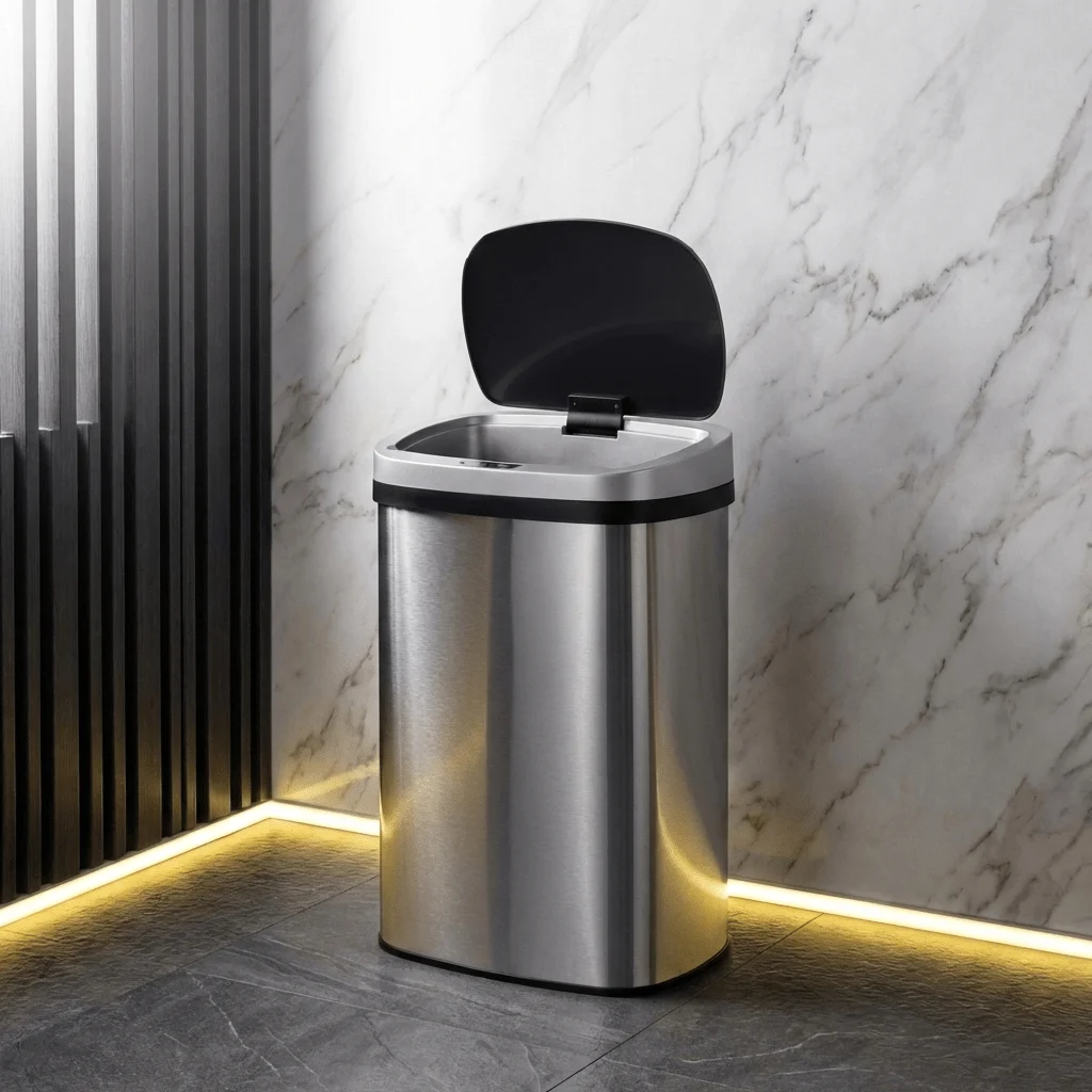 

50 Liter/13 Gallon Touchless Motion Sensor Stainless Steel Garbage Can with Durable Plastic Lid, Oval, Ideal for kitchens, offices, and homes