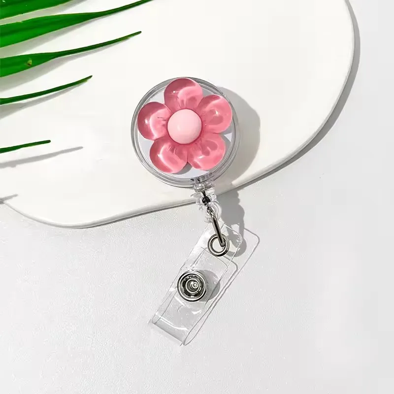 1 stücke Nette Transparente Blumen Abzeichen Reel für Frauen Versenkbare Arbeiter ID Karte Pull Schnalle Ärzte Krankenschwester ID Karte abzeichen Halter Clip – Detail 10