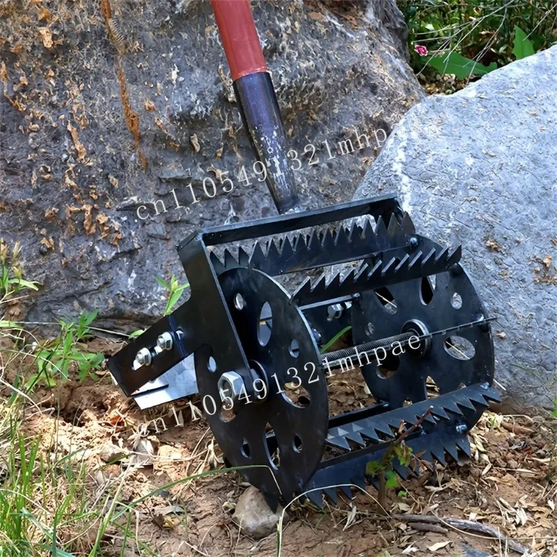 

Handheld wheeled weeding spatula hoe Manganese steel serrated wheel, bandwidth blade for garden driveway sidewalk weeding