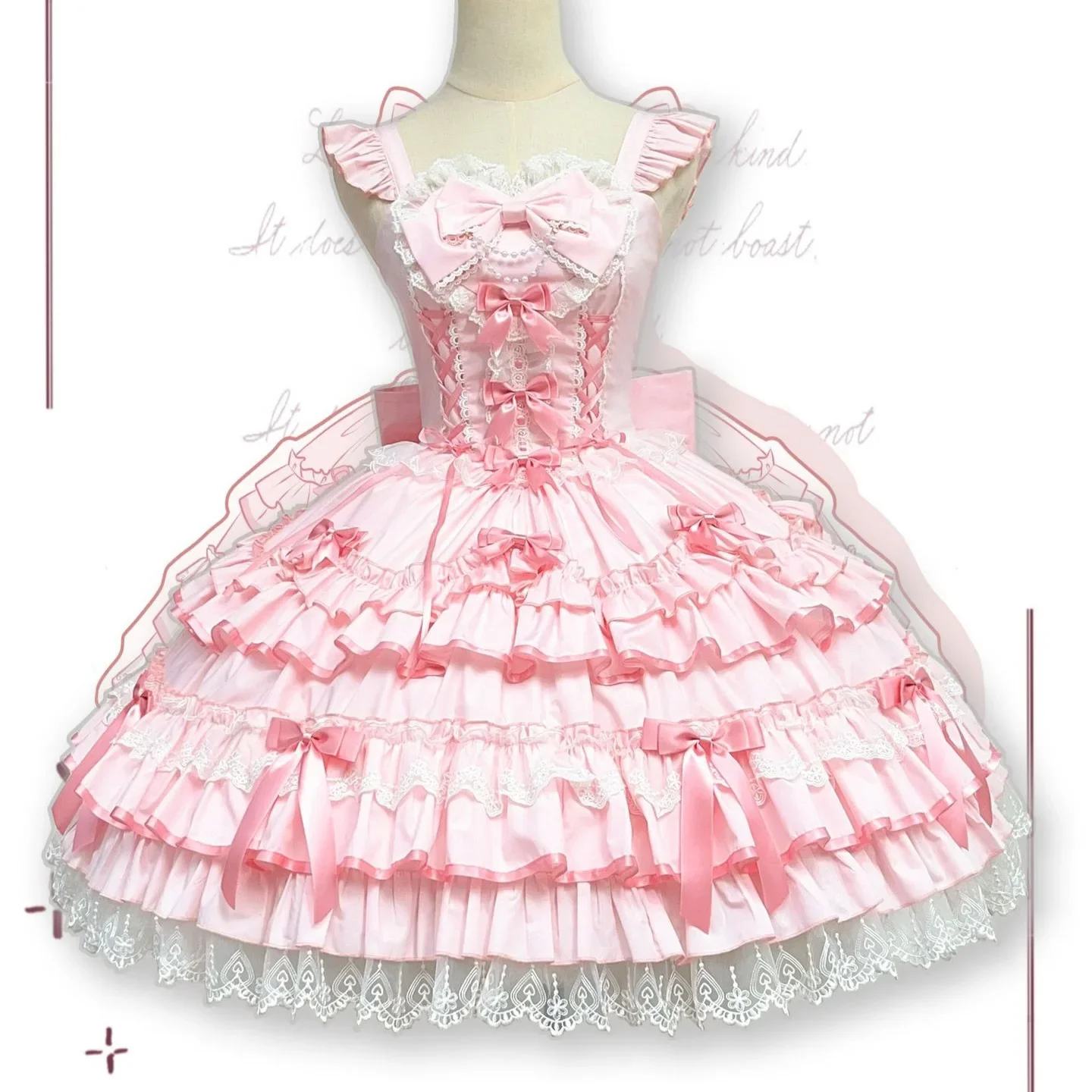 Vestido Sweet Lolita JSK Estilo muñeca vintage Vestido de fiesta sin mangas en capas ~ Mariposa en el estómago