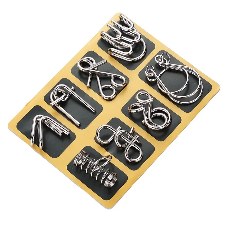 8PCS/Set Intelligence solution ring Metal Montessori Puzzle Wire Mind Brain Teaser Puzzles Educational Toys for Children Adults