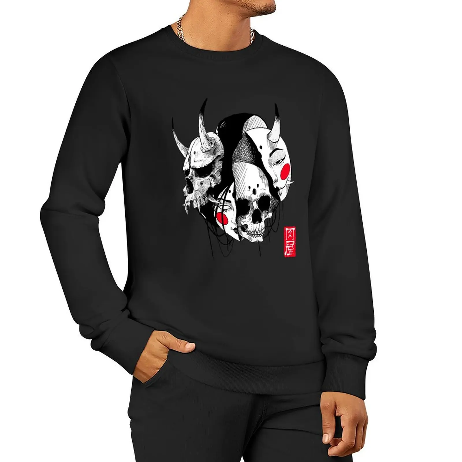 Japanese Evil Girl Hannya Samurai Mask Pullover Hoodie anime clothes new sweatshirt