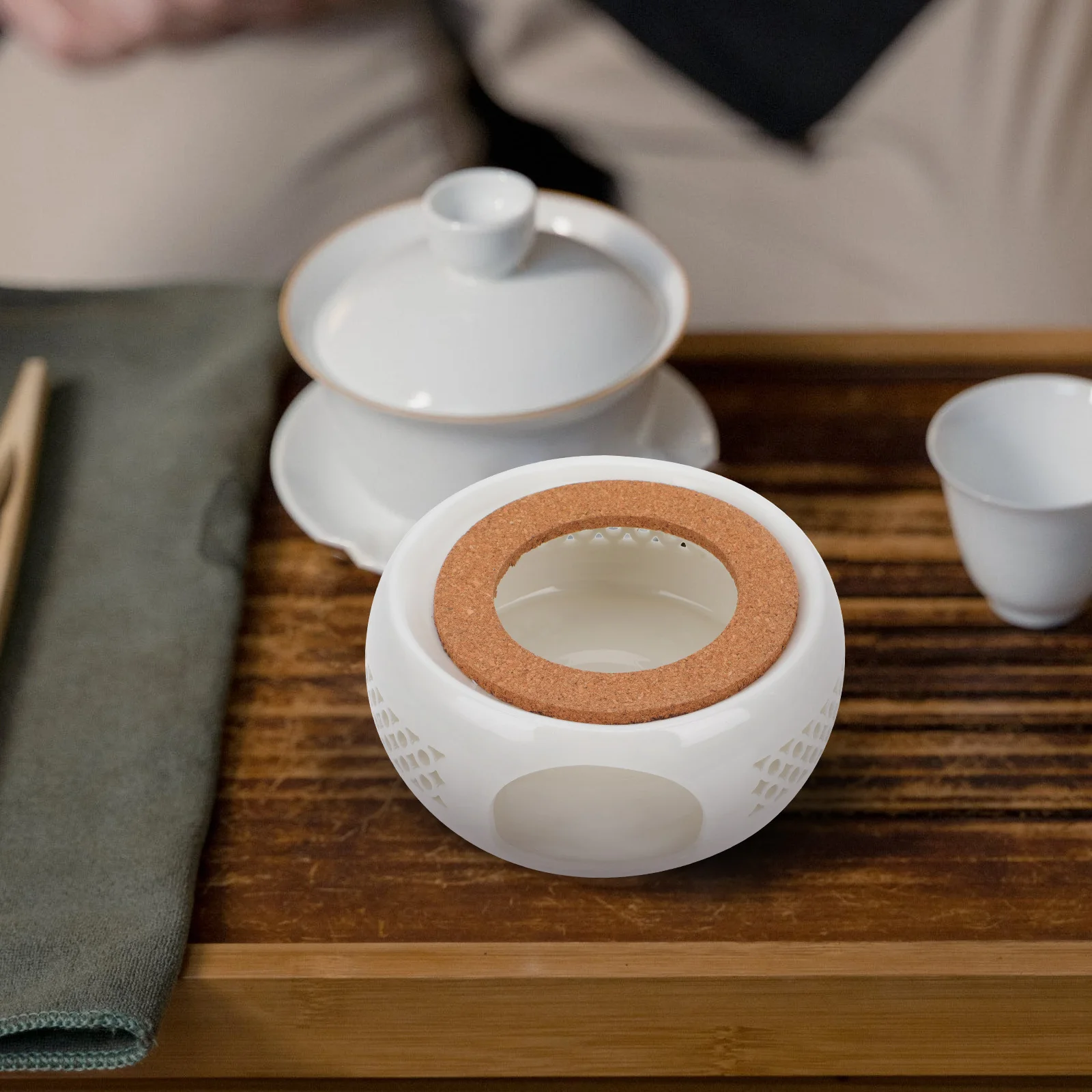 

Creative White Teapot Heater Warmer Compact Sturdy Household Teapot Heating Base for Tea Shops Tea Stove Warmer