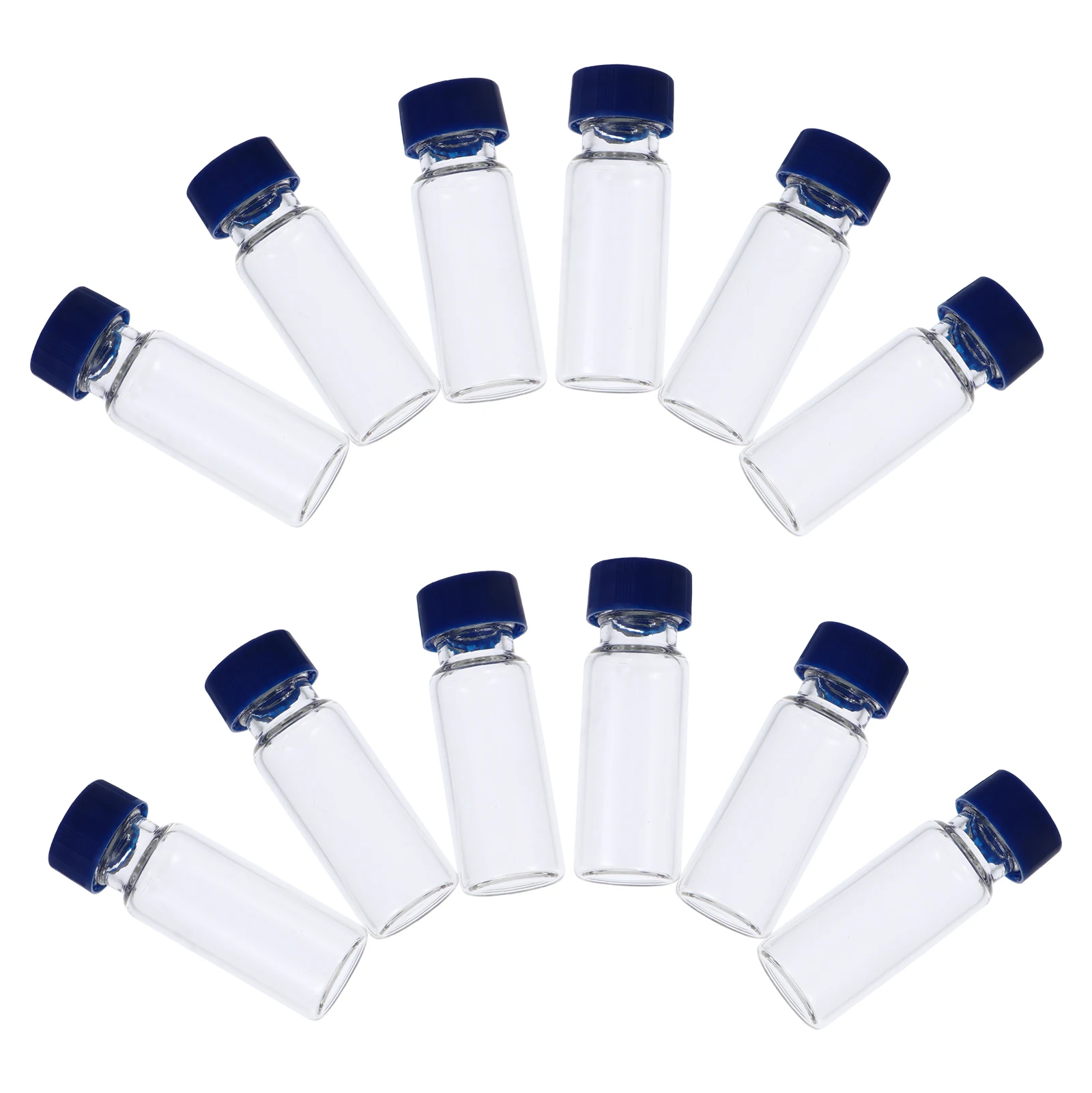 100 Pcs Injection Bottle with Cap Pad Liquid Sample Vial Mini Nut Multiple Size Small Vials Glass Container Lid for Lab