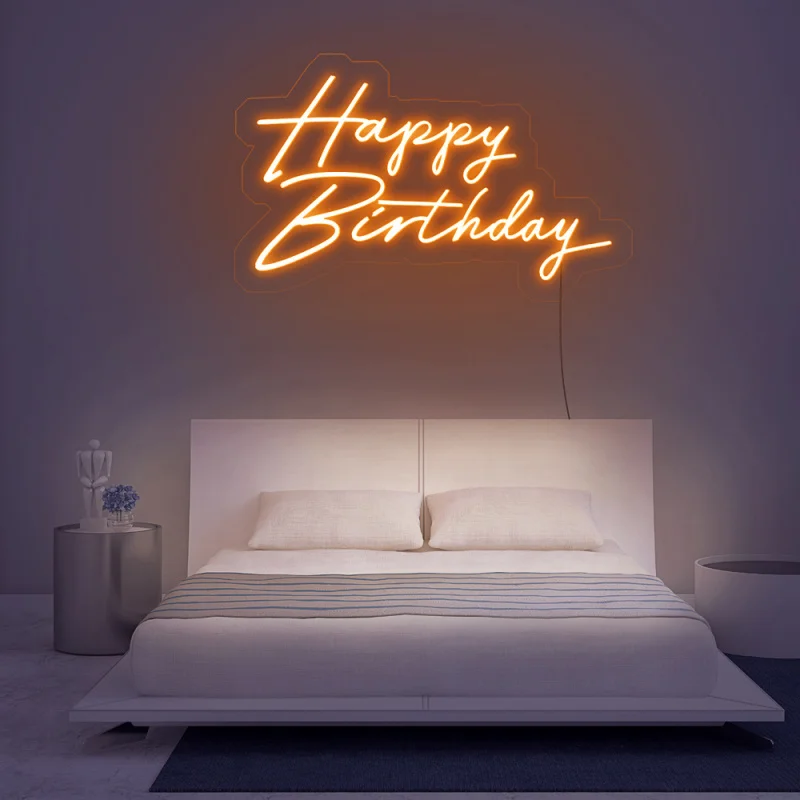 (Customized) LED light logo Happy Birthday Neon sign custom made no MOQ dropshipping neon sign bar wedding party h