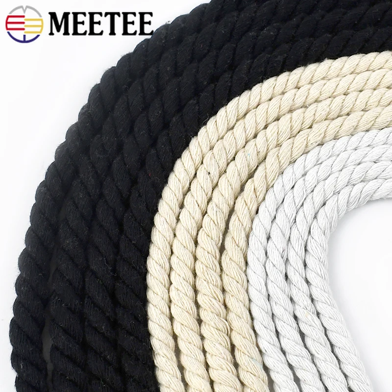 5Meters 6-20mm Natural Cotton Rope Twisted Macrame Cord Bag Drawstring Home Decoration Braided Ropes Textile Sewing Accessories