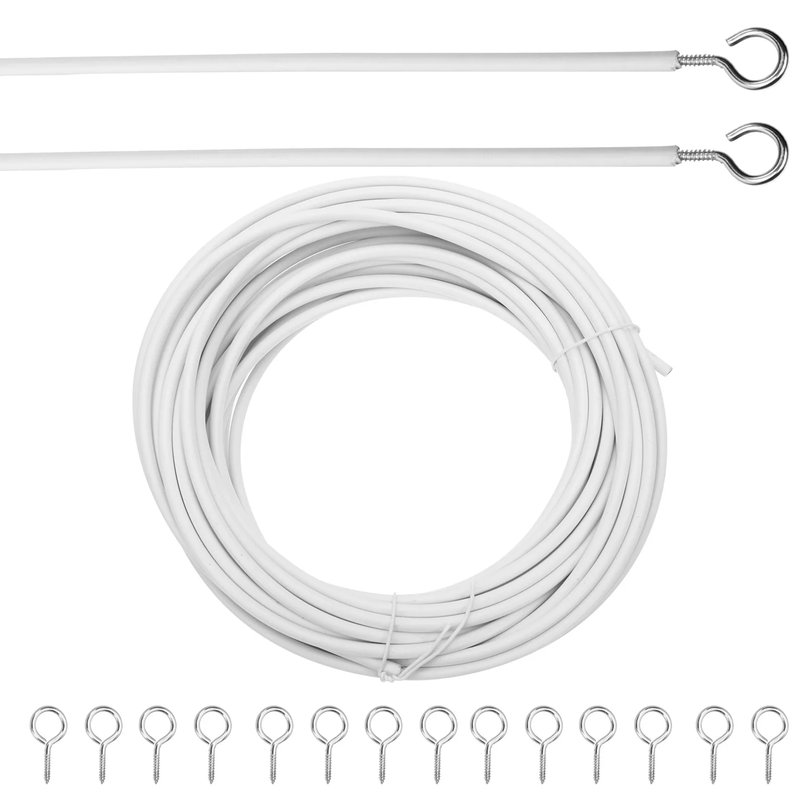

1Set Curtain Wire Window Rope Picture Hanging Wire Screw Eyes Hooks Curtain Accessories for Net Curtains Drapes Garden