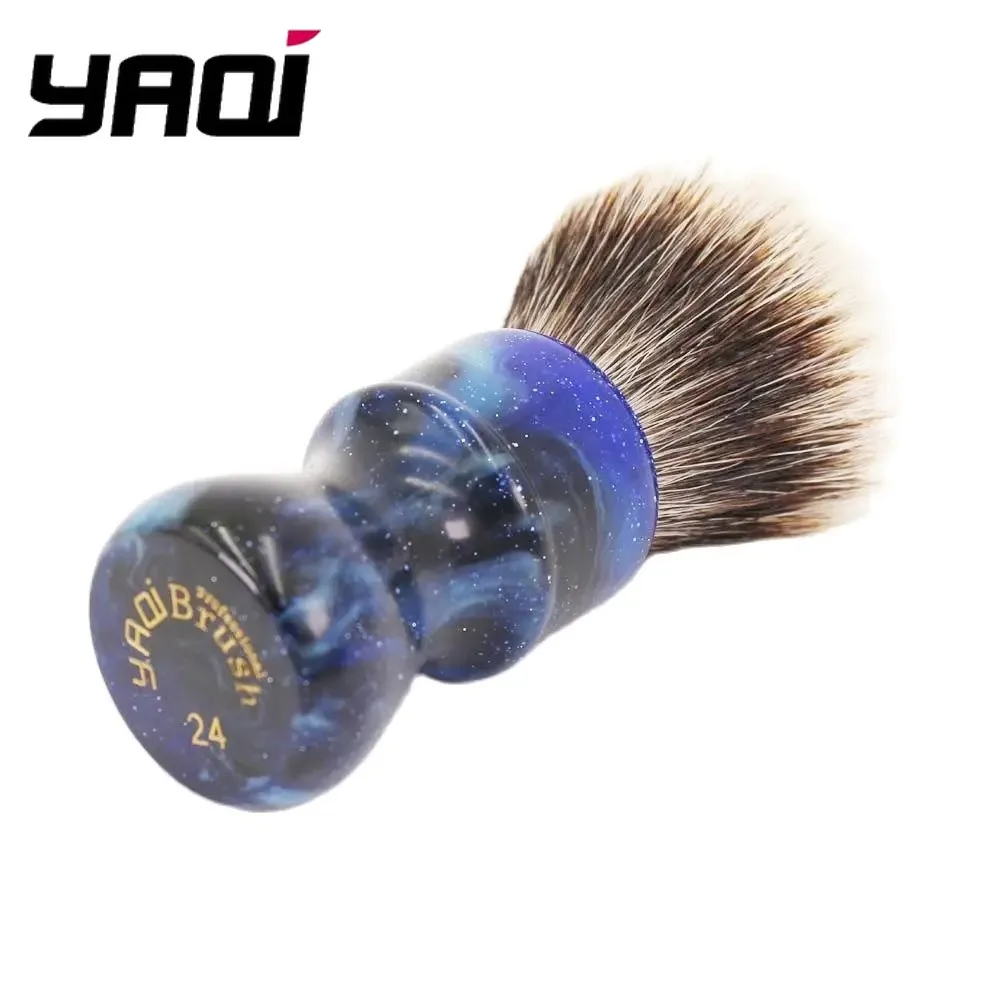 YAQI 24MM Mysterious Space Color Handle Two Band Badger Hair Knot Men Shaving Brushes and Shaving Soap Set