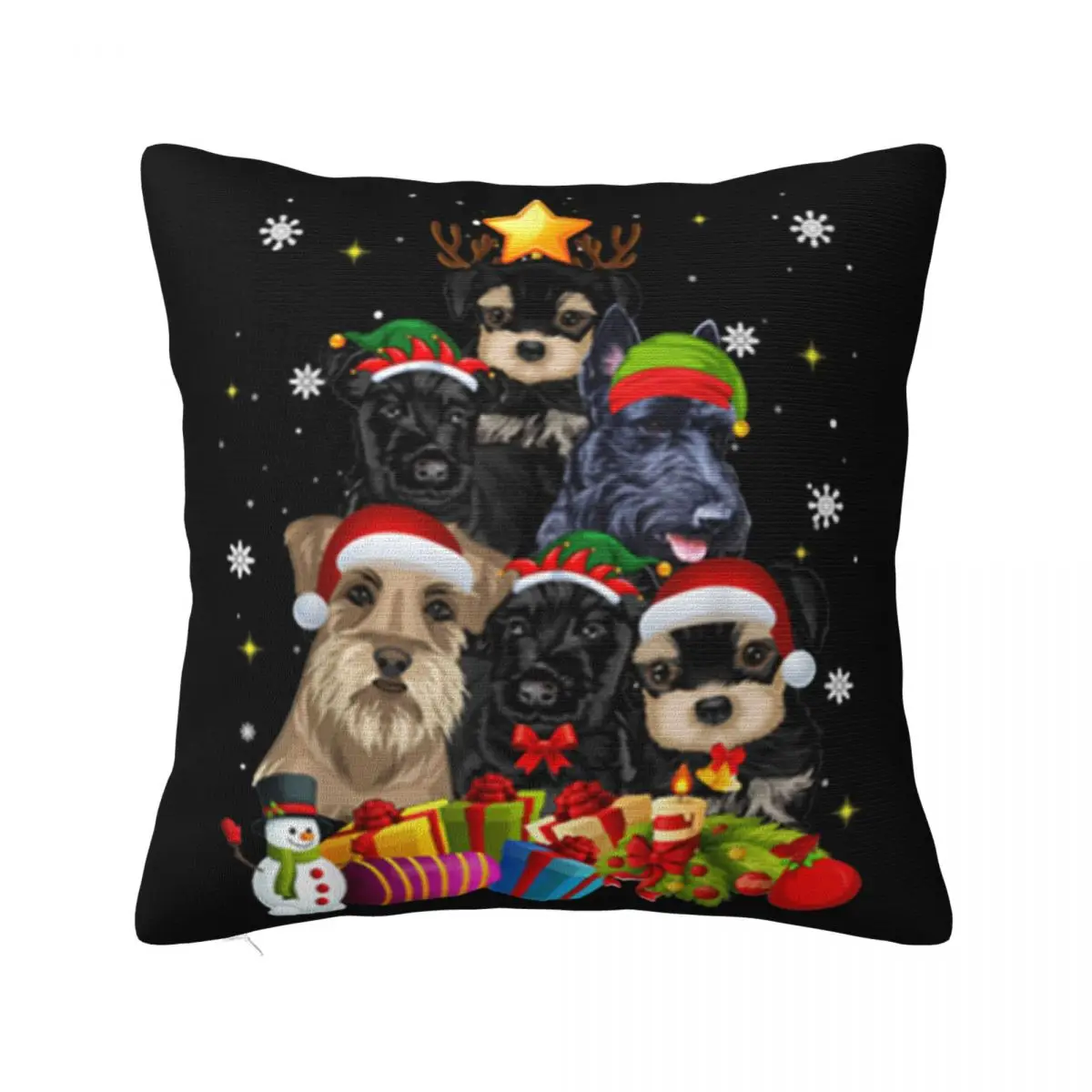 Original Schnauzer Christmas Tree Gifts Xmas Creative Game Male Promotion Kawaii Fresh Design Pillow Case