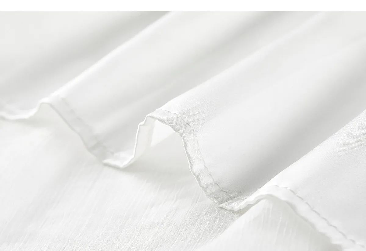 SENTUBILA Eleganter Hochgeschnittener Schimmernder Chiffon A-Linien-Rock 2026 Sommer Weißer Netzrock mit Elastischem Bund Damen-Unterteil W62QG7415 – Detail 35
