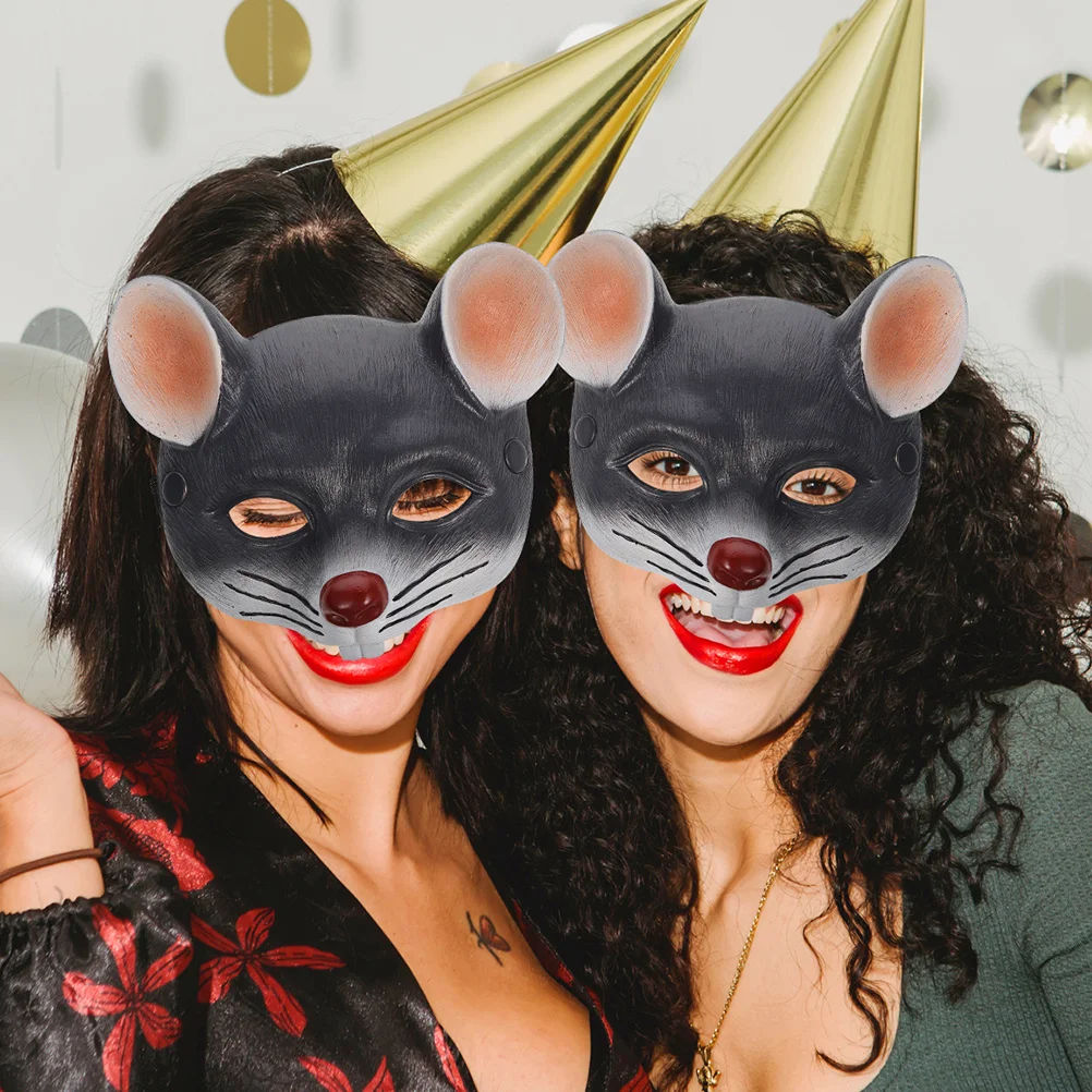2 szt. Halloweenowe maski szczurów, realistyczne maski zwierzęce, kostium dla dorosłych i dzieci, maska na twarz na karnawał, maskarada