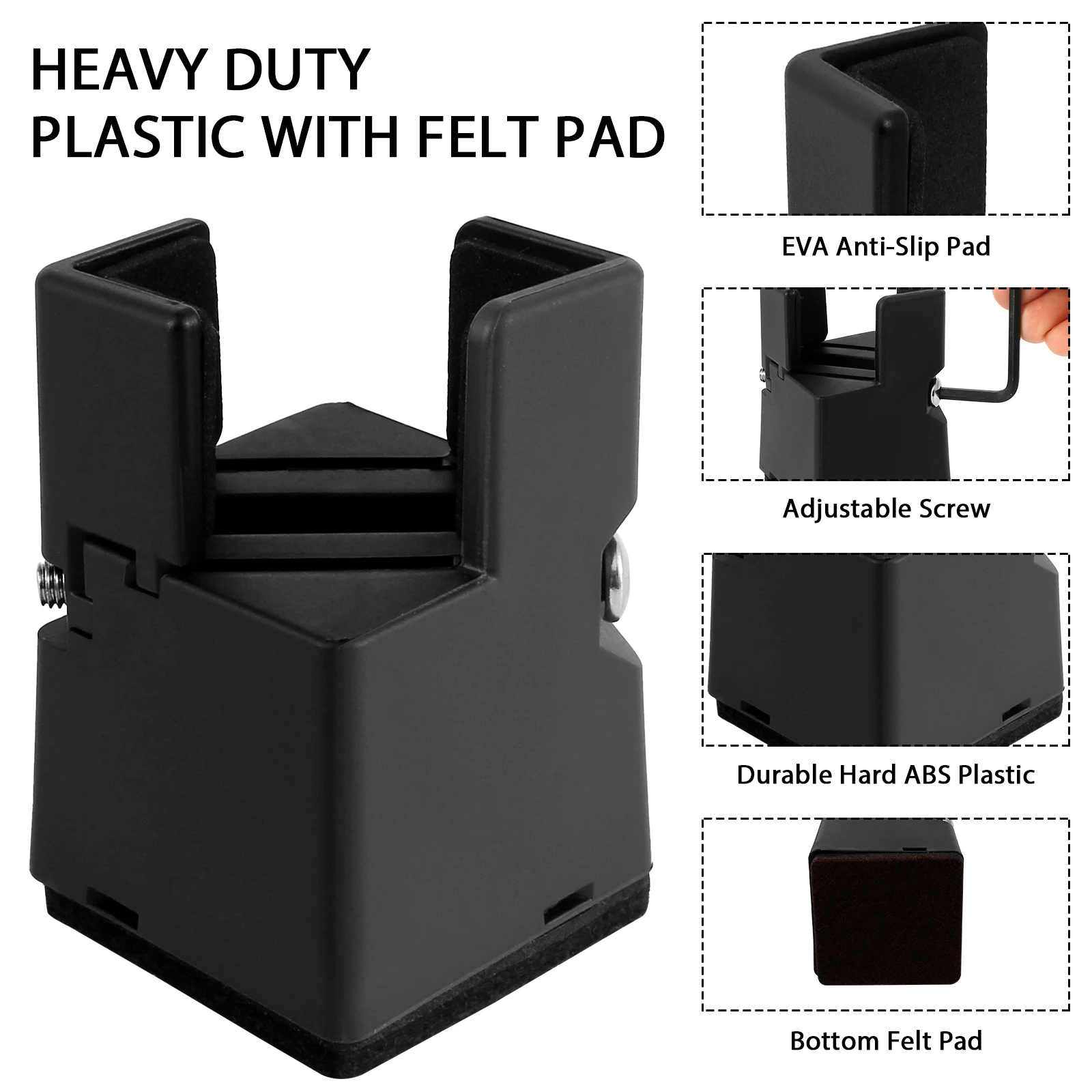 4/8Pcs Adjustable Chair Riser Screw Clamp 5/10cm Height Heavy Duty Sofa Tables Bed Furniture Risers Desk Couch Bottom Elevator