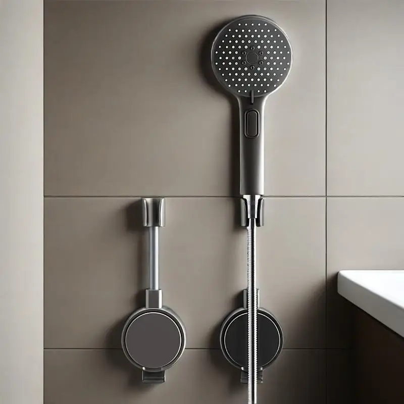 

No-Drill Adjustable Shower Head Wall Mount with Suction Cup | Tool-Free Installation & 360° Rotation, Space-Saving Bathroom