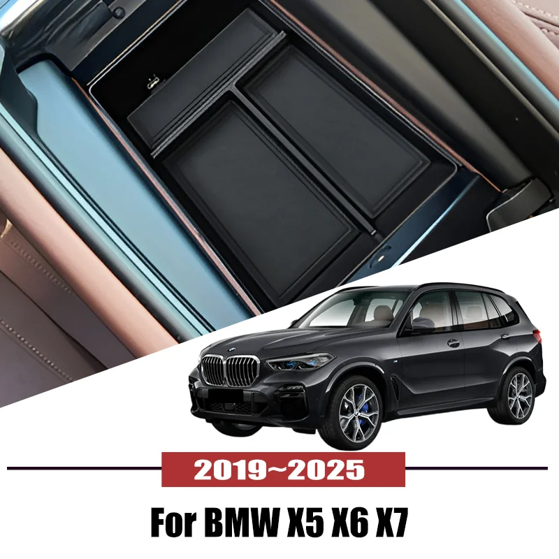 

For BMW X5 X6 X7 2019~2025 2020 2021 Car Central Armrest Storage Box Holder Console Organizer Auto interior Accessories Tools