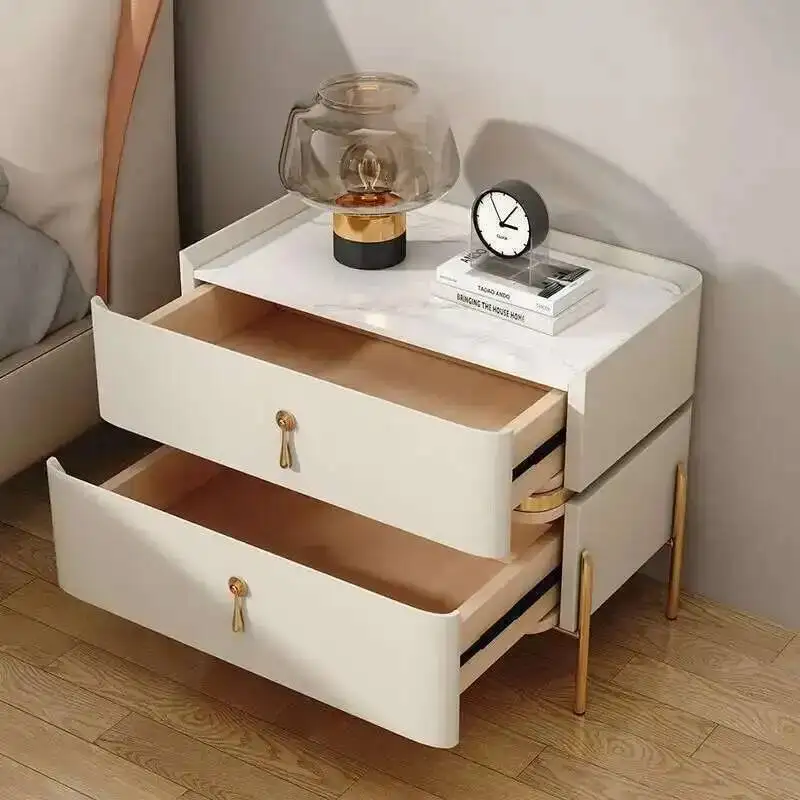 

Bedroom Modern Style Simple Bedside Creative Table Small Leather Luxury Solid Wood Nightstand Nordic Muebles Bedroom Furniture