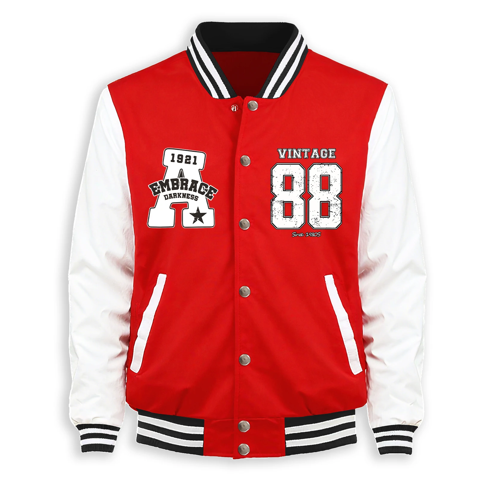 

Embrace Vint Age 88 принтов бейсбольная куртка для мужчин модный мягкий трикотаж осеннее флисовое свободное пальто винтажная повседневная одежда унисекс