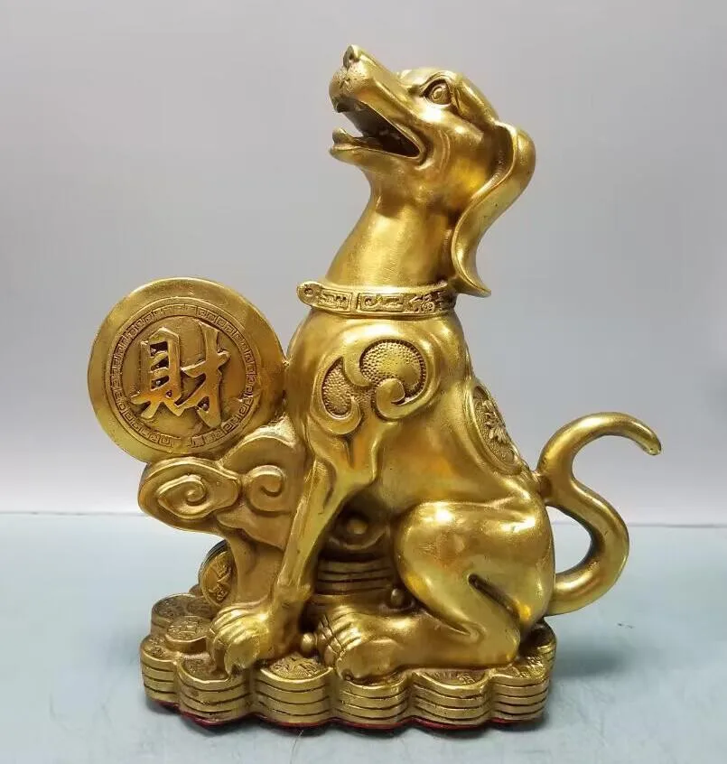 

Collection Seiko Brass recruit wealth dog Statue Desktop Ornament Animal Figurines Decoration Crafts Home Decor