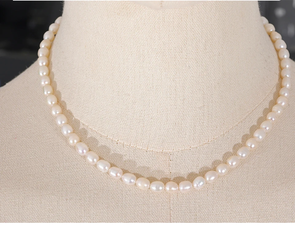 Yhpup Luxus Süßwasser Natur perlen Perlen Schlüsselbein Halskette Frauen Geschenk Mode Edelstahl wasserdichten hand gefertigten Schmuck – Detail 2