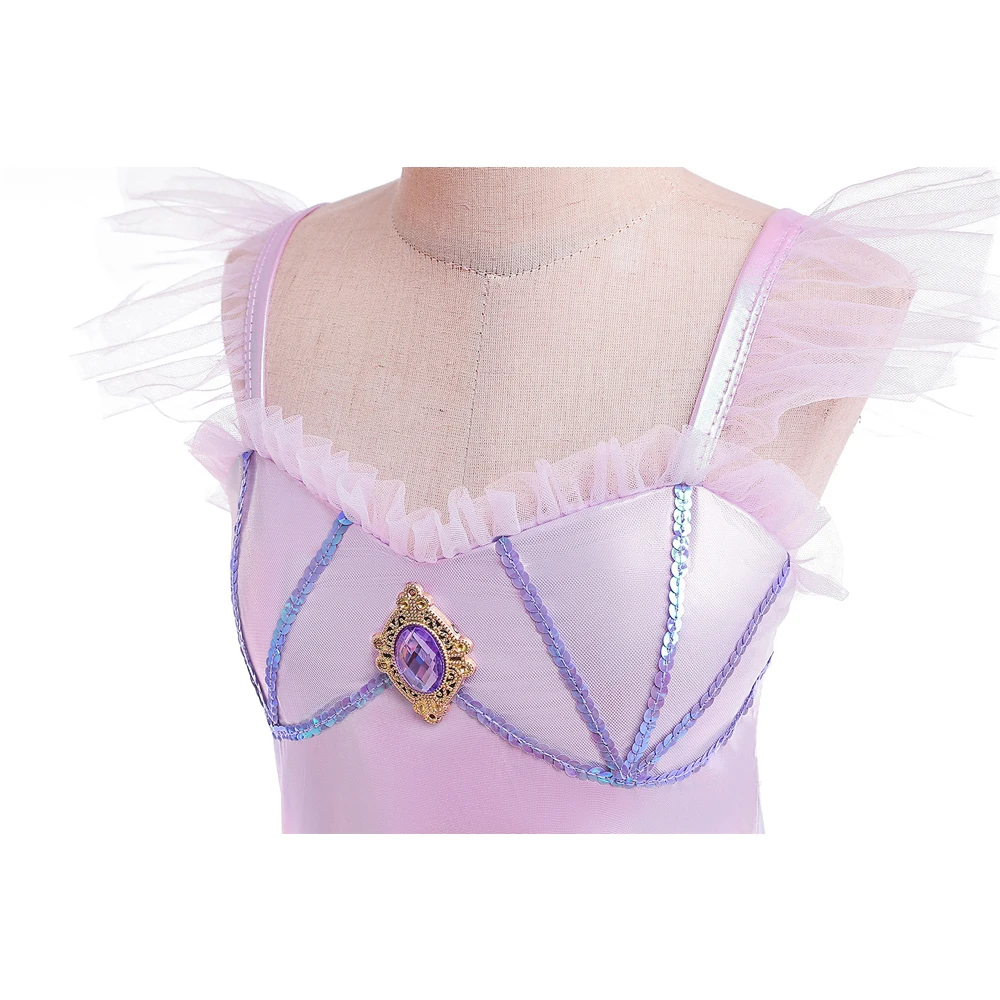 Nieuwe Kleine Zeemeermin Ariel Prinses Jurk Voor Meisjes Korte Mouw Tule Cosplay Kostuum Kinderen Carnaval Verjaardagsfeestje Kleding